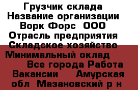 Грузчик склада › Название организации ­ Ворк Форс, ООО › Отрасль предприятия ­ Складское хозяйство › Минимальный оклад ­ 34 000 - Все города Работа » Вакансии   . Амурская обл.,Мазановский р-н